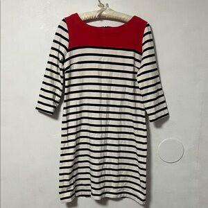 GAP Navy and White Striped Dress with Red Yoke